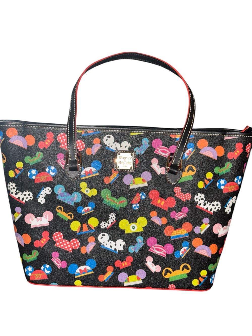 Disney Dooney & Bourke Black Multicolor Mickey Ear Hat Character Tote Bag/Purse